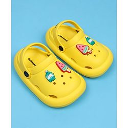Cute Walk by Babyhug Back Strap Clousre Clogs With Ice Cream Applique - Yellow