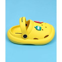 Cute Walk by Babyhug Back Strap Clousre Clogs With Ice Cream Applique - Yellow