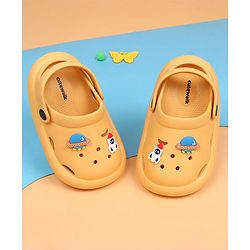 Cute Walk by Babyhug Back Strap Clousre Clogs With Rocket & UFO Applique - Mustard