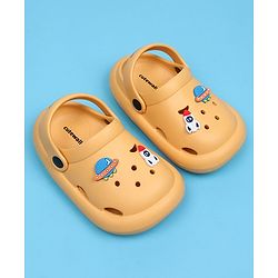 Cute Walk by Babyhug Back Strap Clousre Clogs With Rocket & UFO Applique - Mustard