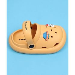 Cute Walk by Babyhug Back Strap Clousre Clogs With Rocket & UFO Applique - Mustard