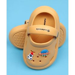 Cute Walk by Babyhug Back Strap Clousre Clogs With Rocket & UFO Applique - Mustard