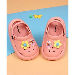 Cute Walk by Babyhug Back Strap Closure Clogs With Floral Applique - Pink