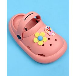Cute Walk by Babyhug Back Strap Closure Clogs With Floral Applique - Pink