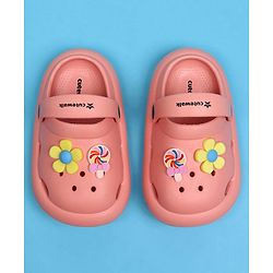 Cute Walk by Babyhug Back Strap Closure Clogs With Floral Applique - Pink