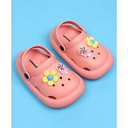 Cute Walk by Babyhug Back Strap Closure Clogs With Floral Applique - Pink