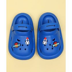 Cute Walk by Babyhug Back Strap Closure Clogs With Space Theme Applique - Blue