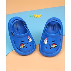 Cute Walk by Babyhug Back Strap Closure Clogs With Space Theme Applique - Blue