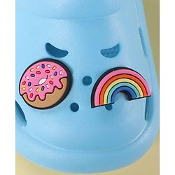 Cute Walk by Babyhug Back Strap Clogs with Donuts & Rainbow Applique - Light Blue