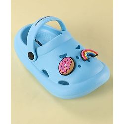Cute Walk by Babyhug Back Strap Clogs with Donuts & Rainbow Applique - Light Blue