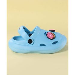 Cute Walk by Babyhug Back Strap Clogs with Donuts & Rainbow Applique - Light Blue
