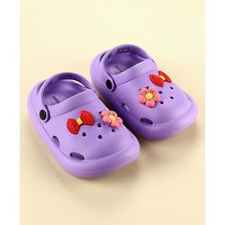 Cute Walk by Babyhug Slip On Clogs With Floral & Bow Applique - Purple
