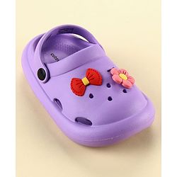 Cute Walk by Babyhug Slip On Clogs With Floral & Bow Applique - Purple