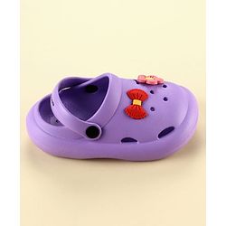 Cute Walk by Babyhug Slip On Clogs With Floral & Bow Applique - Purple