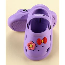 Cute Walk by Babyhug Slip On Clogs With Floral & Bow Applique - Purple