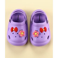 Cute Walk by Babyhug Slip On Clogs With Floral & Bow Applique - Purple