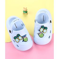 Cute Walk by Babyhug Clogs with Pineapple Applique & Back Strap - Light Blue