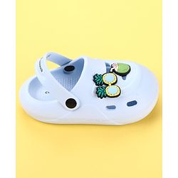 Cute Walk by Babyhug Clogs with Pineapple Applique & Back Strap - Light Blue