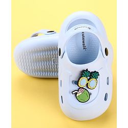 Cute Walk by Babyhug Clogs with Pineapple Applique & Back Strap - Light Blue