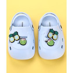 Cute Walk by Babyhug Clogs with Pineapple Applique & Back Strap - Light Blue