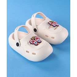 Cute Walk by Babyhug Back Strap Clogs with Butterfly Applique - Off White