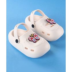 Cute Walk by Babyhug Back Strap Clogs with Butterfly Applique - Off White