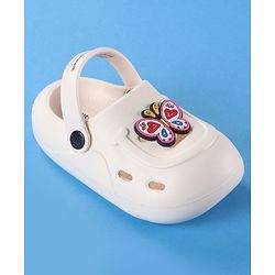 Cute Walk by Babyhug Back Strap Clogs with Butterfly Applique - Off White