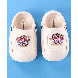 Cute Walk by Babyhug Back Strap Clogs with Butterfly Applique - Off White
