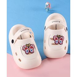 Cute Walk by Babyhug Back Strap Clogs with Butterfly Applique - Off White