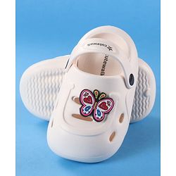 Cute Walk by Babyhug Back Strap Clogs with Butterfly Applique - Off White
