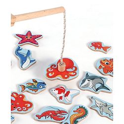 Babyhug Wooden Magnetic Fishing Game Toy - Multicolour | 18 Sea Animals  & 1 Road | Educational And Interactive Activity Toy | BIS Certified