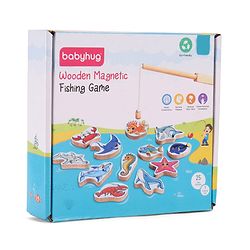 Babyhug Wooden Magnetic Fishing Game Toy - Multicolour | 18 Sea Animals  & 1 Road | Educational And Interactive Activity Toy | BIS Certified