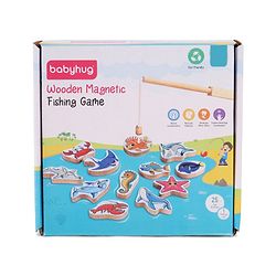 Babyhug Wooden Magnetic Fishing Game Toy - Multicolour | 18 Sea Animals  & 1 Road | Educational And Interactive Activity Toy | BIS Certified