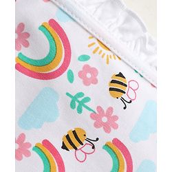 Babyhug 100% Cotton Bonnet Bonnet Caps Floral & Butterfly Print Pack of 2 White & Yellow - Diameter 15 cm