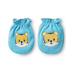 Babyhug 100% Cotton Knit Mittens with Animal Print & Stripes Pack of 3 - Red Aqua Blue & White