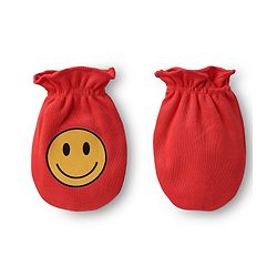 Babyhug 100% Cotton Knit Mittens with Animal Print & Stripes Pack of 3 - Red Aqua Blue & White