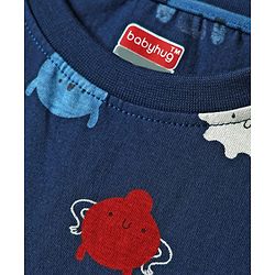Babyhug Cotton Knit Full Sleeves Printed Co-Ord Night Suit - Navy Blue