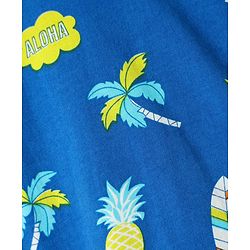 Babyhug Cotton Knit Full Sleeves Co-Ord Night Suit With Tropical Theme Print - Blue