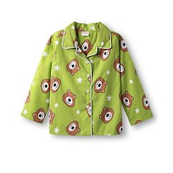 Babyhug Cotton Woven Full Sleeves Front Open Co-Ord Night Suit With Bear Print - Green