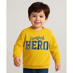 Babyhug 100% Cotton Full Sleeves Sweatshirt With Graphics - Yellow