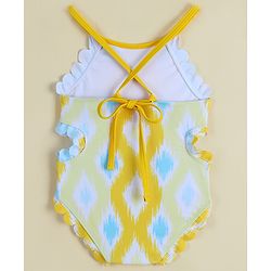 Babyhug Sleeveless Printed V Cut Swimsuit - Yellow