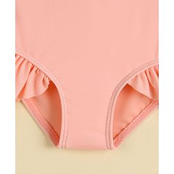 Babyhug Half Sleeves Printed V Cut Swimsuit - Pink