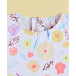 Babyhug Half Sleeves Printed V Cut Swimsuit - Pink
