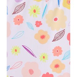 Babyhug Half Sleeves Printed V Cut Swimsuit - Pink