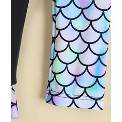Babyhug Full Sleeves Printed V Cut Swimsuit - Black