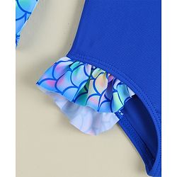 Babyhug Full Sleeves Printed V Cut Swimsuit - Black