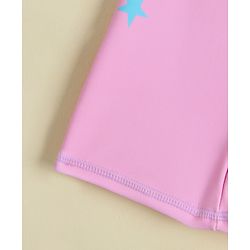 Babyhug Half Raglan Sleeves Legged Swimsuit With Unicorn Print & Cap - Pink