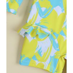 Babyhug Full Sleeves Legged Swimsuit With Abstract Print - Yellow