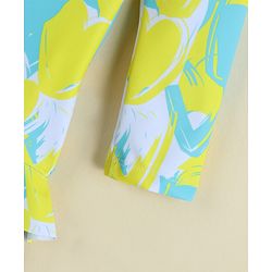 Babyhug Full Sleeves Legged Swimsuit With Abstract Print - Yellow