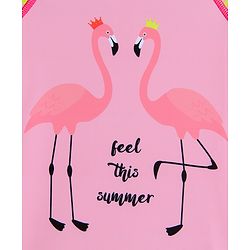 Babyhug Half Raglan Sleeves Legged Swimsuit With Bird Print - Pink